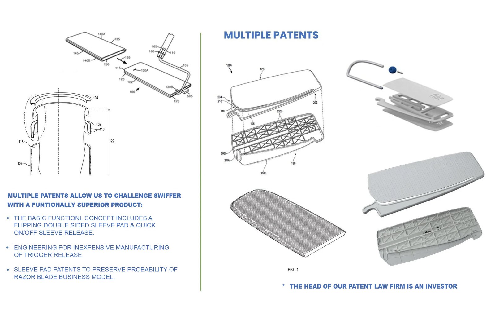 FutureClean patent drawings and production parts for TheFlipr